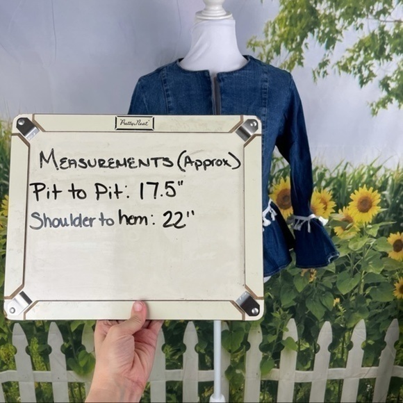 LIVE A LITTLE New Indigo Ruffle-Hem Denim Jacket M - Picture 12 of 12